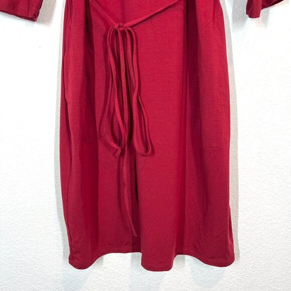 Garnet Hill Red Midi Dress Pockets Medium - Picture 6 of 11